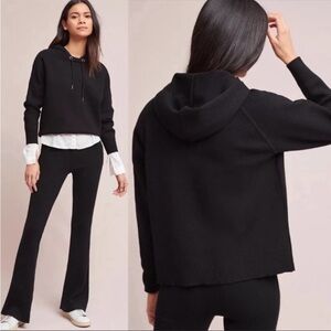 Anthropologie | MOTH Black Knit Hoodie Sweater Medium